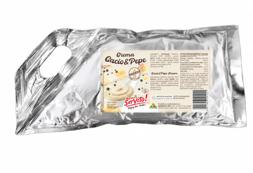 CREMA CACIO E PEPE in sac à poche da 500g